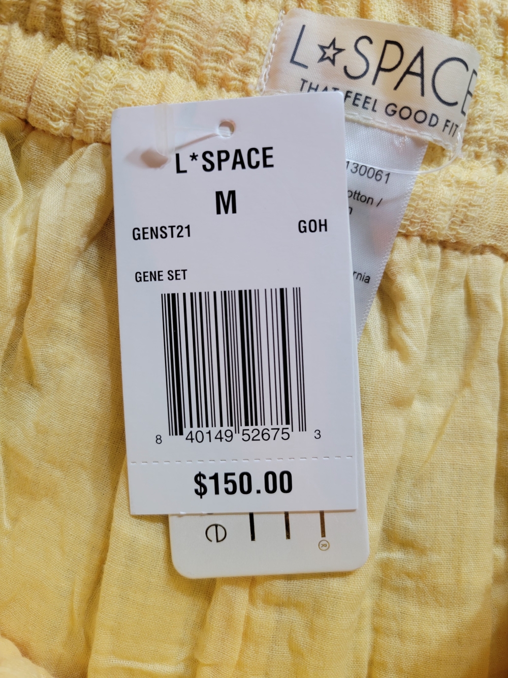 L*space Yellow High-Waist Drawstring Shorts NWT 100% Cotton - Picture 4 of 6